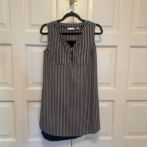 Black and White Striped Sleeveless Blouse